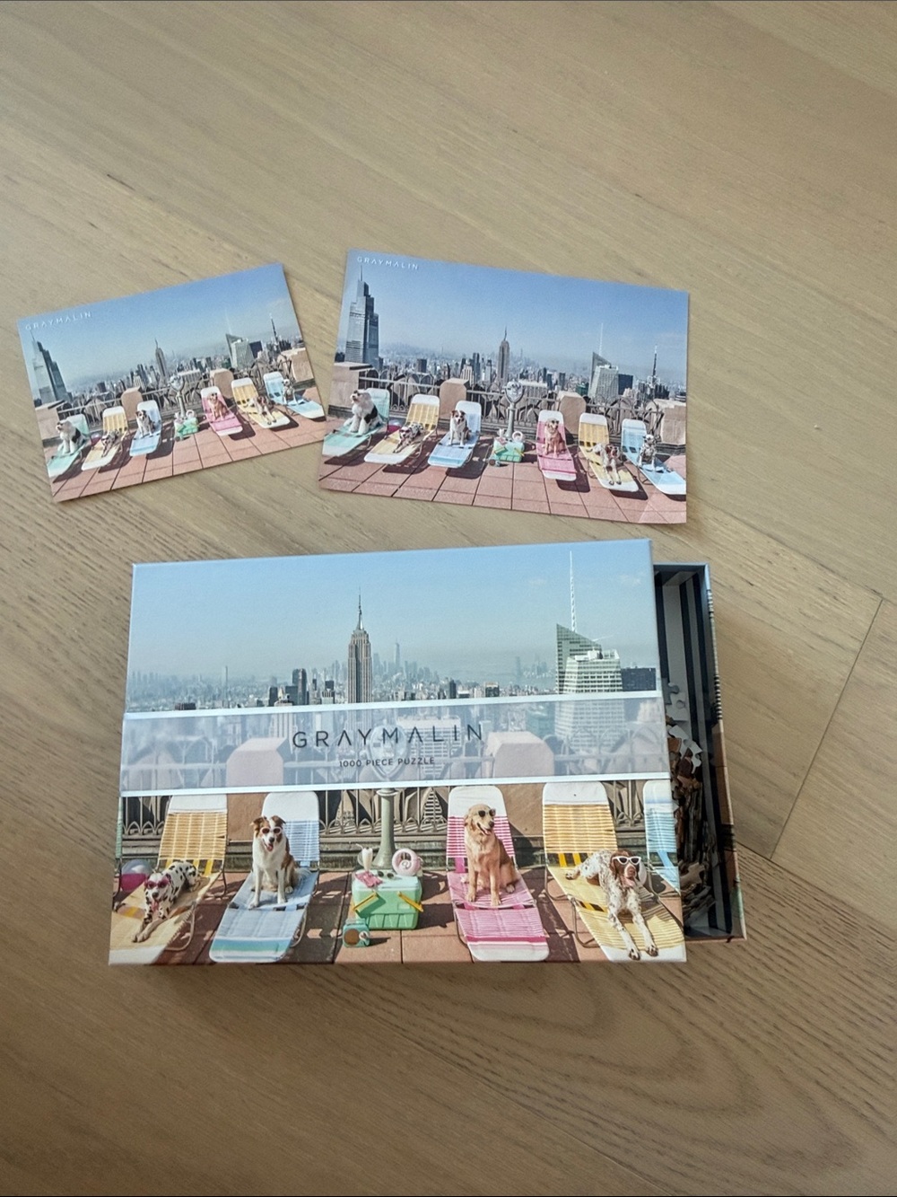 Gray Malin Pastel Rooftop Dogs Holiday Puzzle Box - 1000 pieces